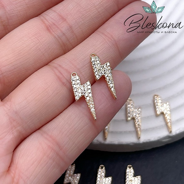 17,6*6 мм Цвет золото, Подвеска молния цирконы 