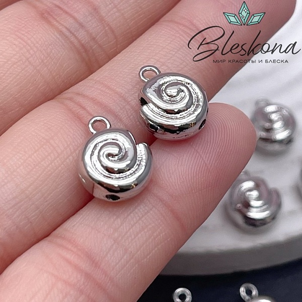 13*10,5 мм Цвет серебро, Подвеска ракушка улитка