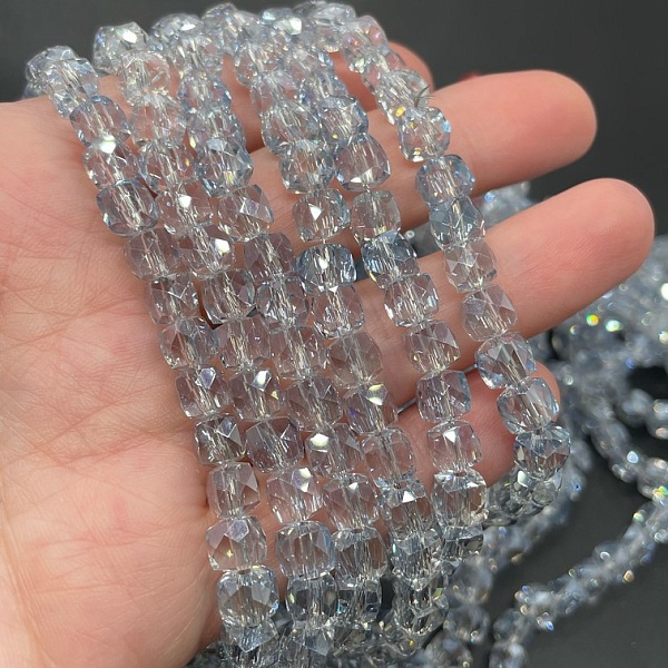 6.5 мм Стекло Lux, куб огранка, цвет серо- голубой