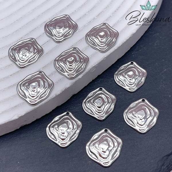 16*15 мм Цвет серебро, Подвеска ромб фриформ