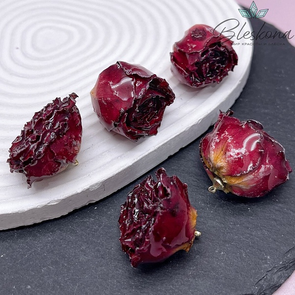 23-26 мм, Цвет золото, Подвеска роза в эпоксидной смоле №2