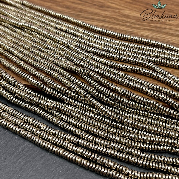 4 мм Гематин имитация,цвет темное золото, диски волна