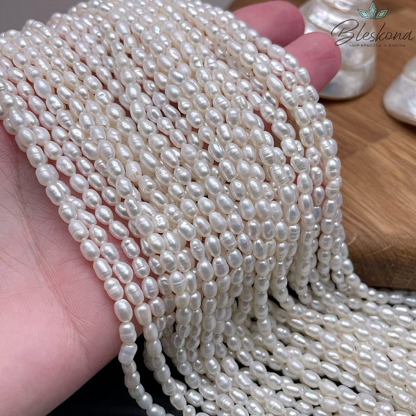 Жемчуг рис белый 3,3-3,8 мм 
