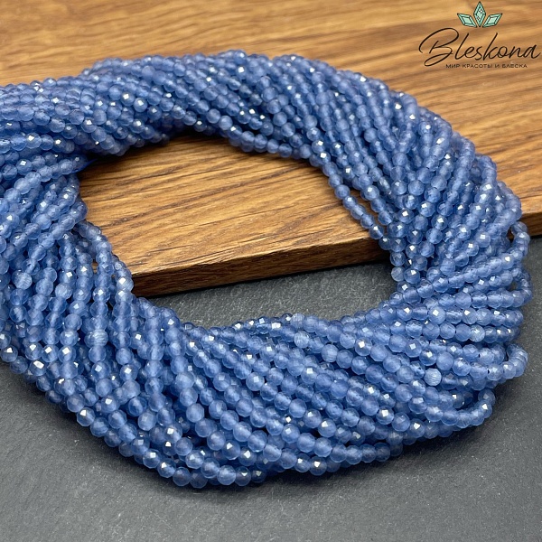 Кошачий глаз синий микроогранка (имитация) 3 мм