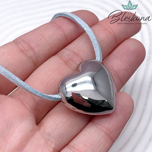 25*26мм Цвет серебро, Бусина сердце объемное