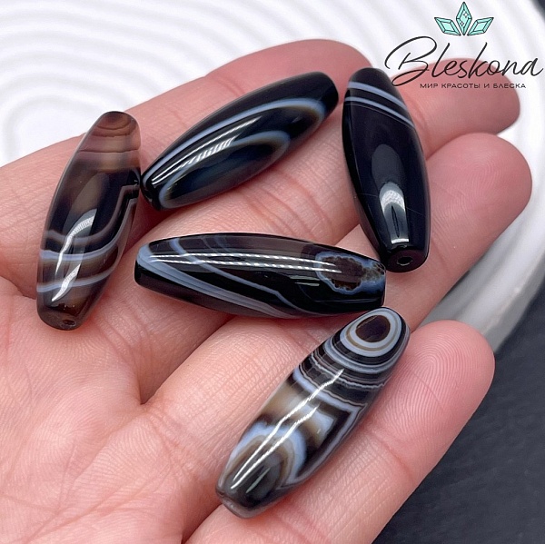 Дзи природная из агата 30*10 мм (штучно)