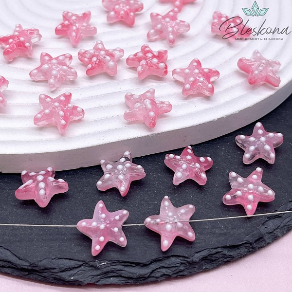 14*15 мм, Бусина Морская звезда розовая 