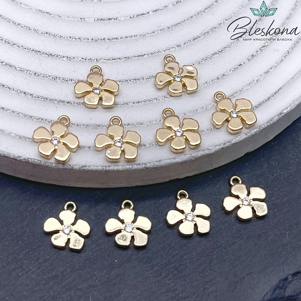 10,5*9,8 мм Цвет золото, Подвеска цветок циркон
