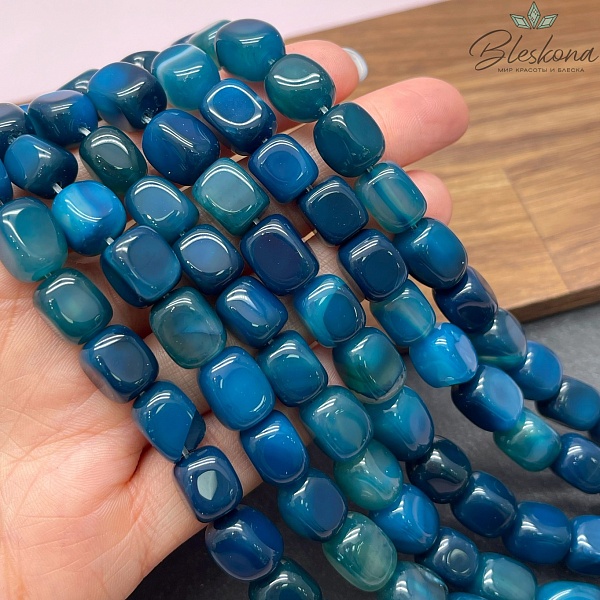 Агат голубой (тонированный) прямоугольник фриформ 11*10 мм