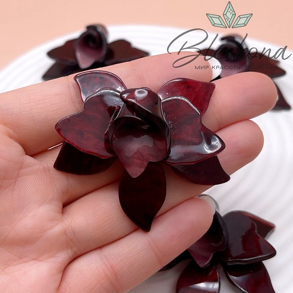 45*50 мм Подвеска цветок цвет бордовый перламутр