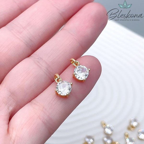 9*8 мм Цвет золото, Подвеска с цирконом