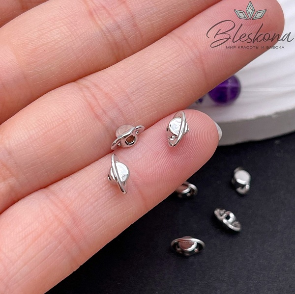 7,5*3,5 мм Цвет серебро, Бусина Планета