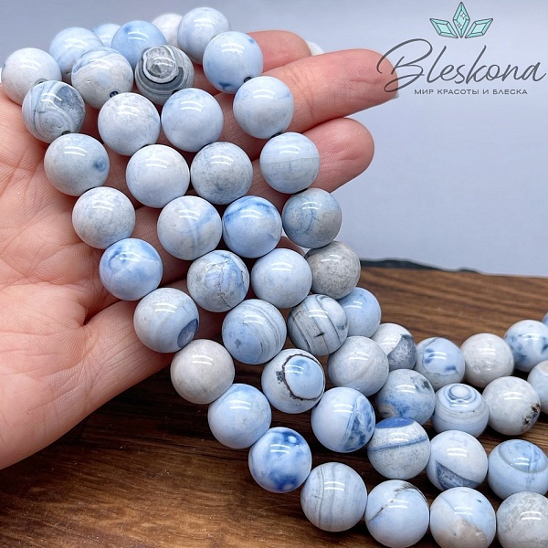 Агат голубой с узором №8 12 мм