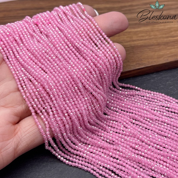 Циркон огранка розовый 2 мм (кубический цирконий, фианит) 