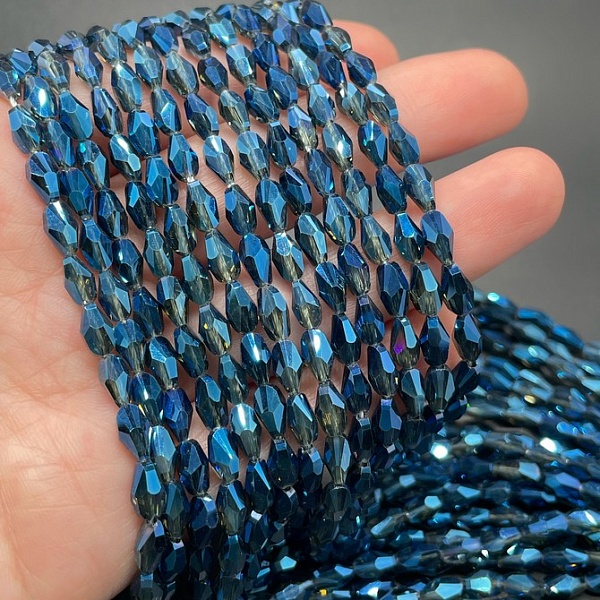 4*7,5 мм Стекло Lux, ракушка мини, цвет синий