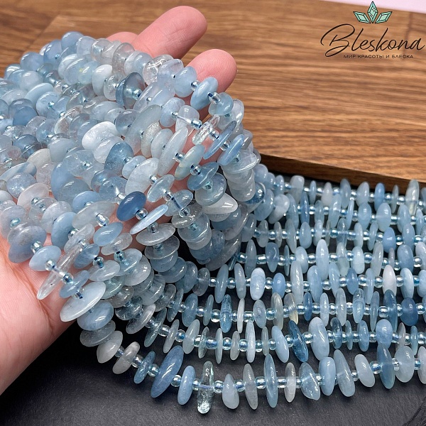 Аквамарин сколы шлифованные (2-4)*(6-13) мм 