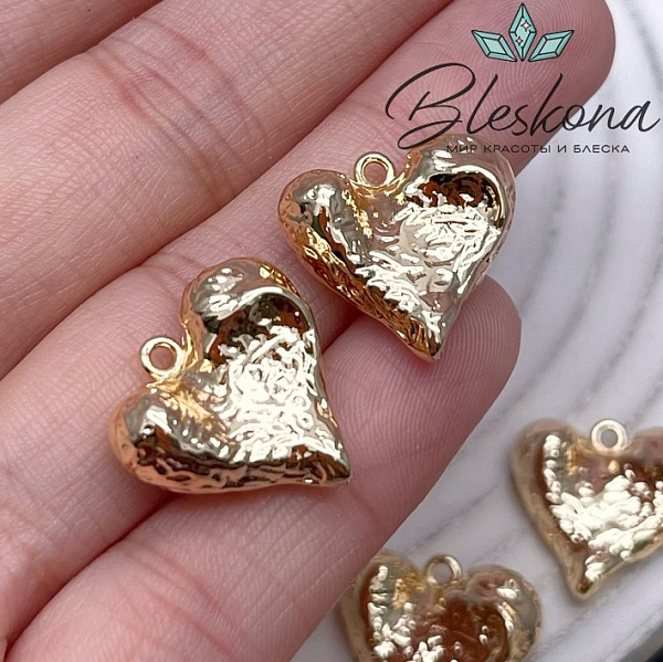 18*18,4мм Цвет золото, Подвеска Сердце мятое кривое