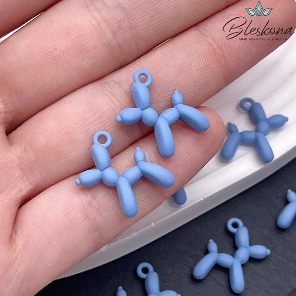 14*18 мм, Подвеска пудель синяя эмаль матовая