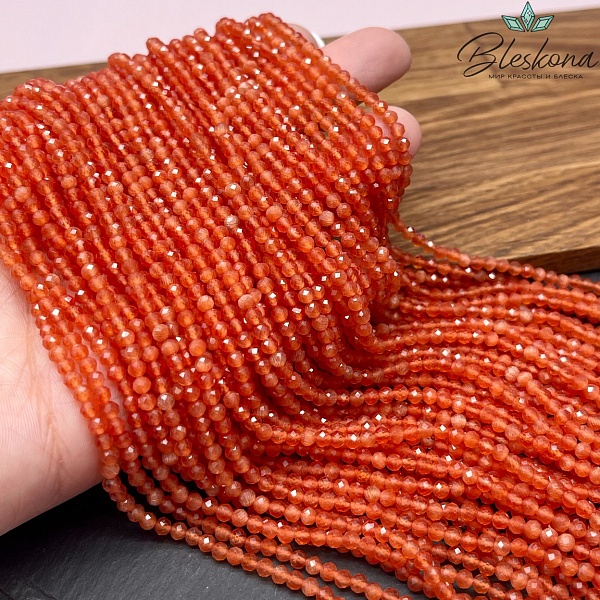 Кошачий глаз оранжевый микроогранка (имитация) 3 мм