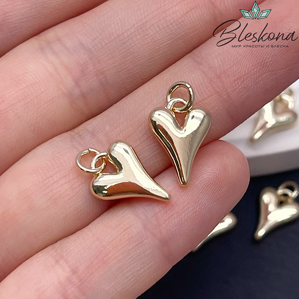 14,5*10 мм Цвет золото, Подвеска сердце объемное