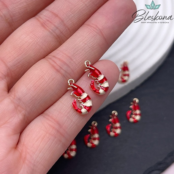 14*7,5 мм Цвет золото, Подвеска креветка эмаль