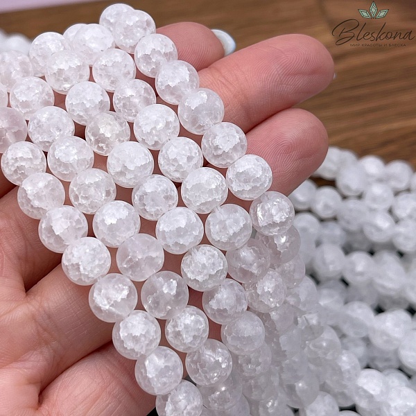 Кварц снежный белый (матовый, имитация) 8 мм  