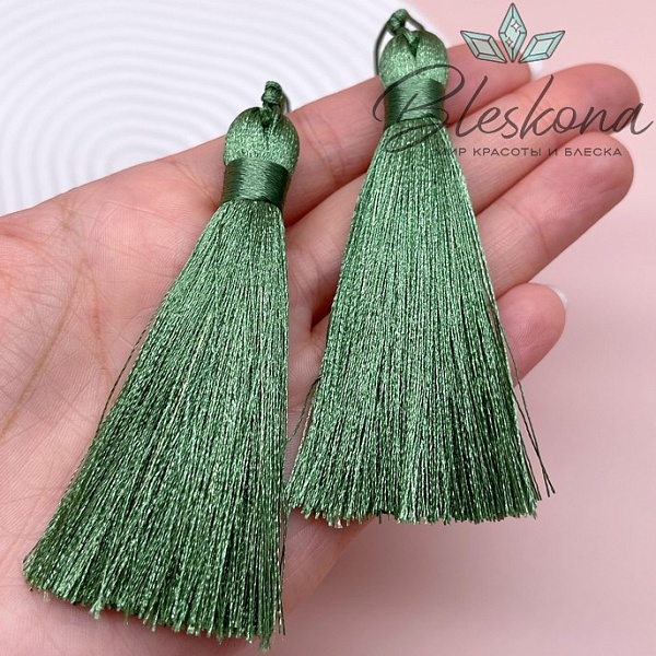 Кисть вискозный шелк Темно- зеленая 8*1 см