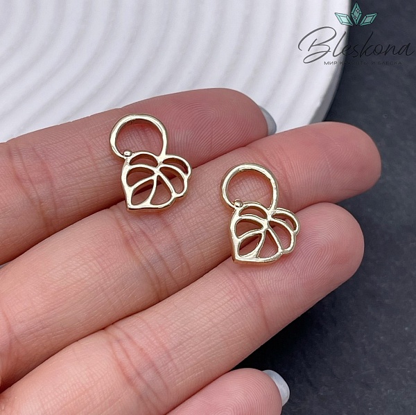 17*12 мм Цвет золото, Подвеска Лист Монстера