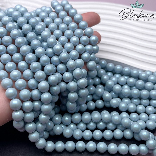 Жемчуг Майорка цвет голубой перламутр 8 мм