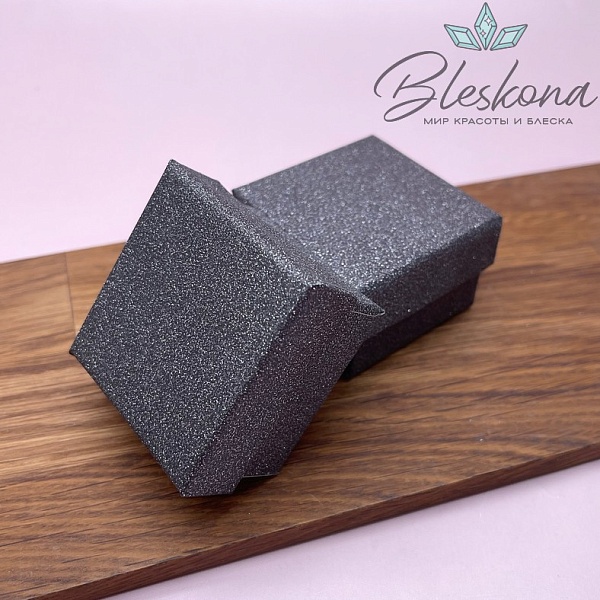 Коробка Темно-серая блестки черная подложка 5*5*3,5 см