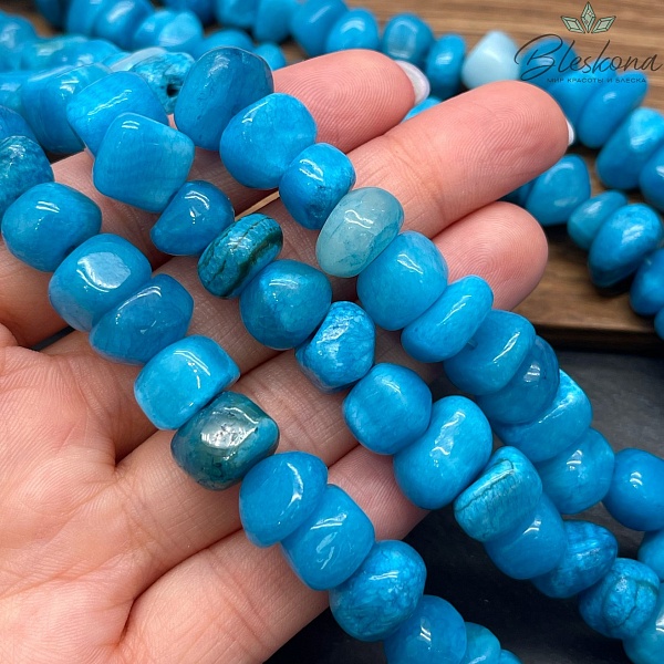 Оникс фриформ ярко- голубой №1 (6-10)*(10-15) мм