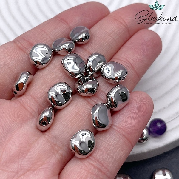 9,5*8,5 мм Цвет серебро, Бусина фриформ