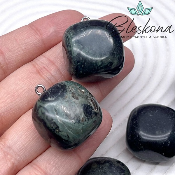 (24-27)*(18-22) мм Цвет серебро, Подвеска фриформ Яшма Камбаба