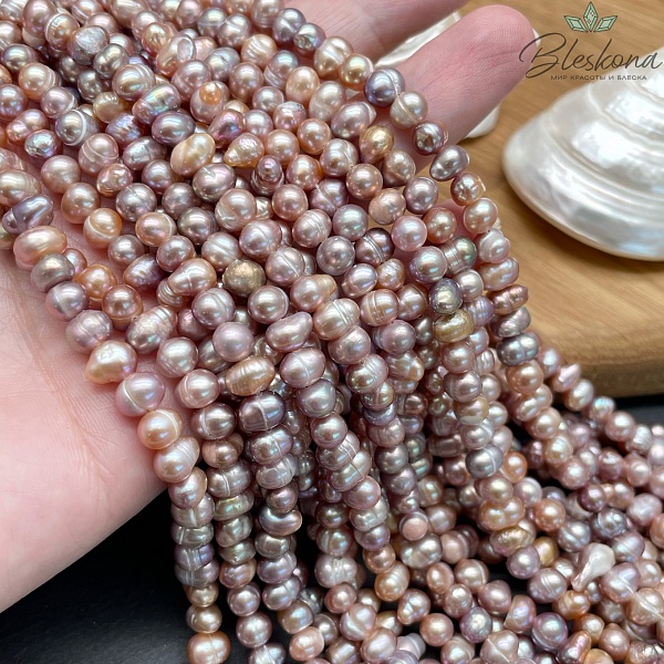 Жемчуг натуральный фиолетовый 6-7 мм