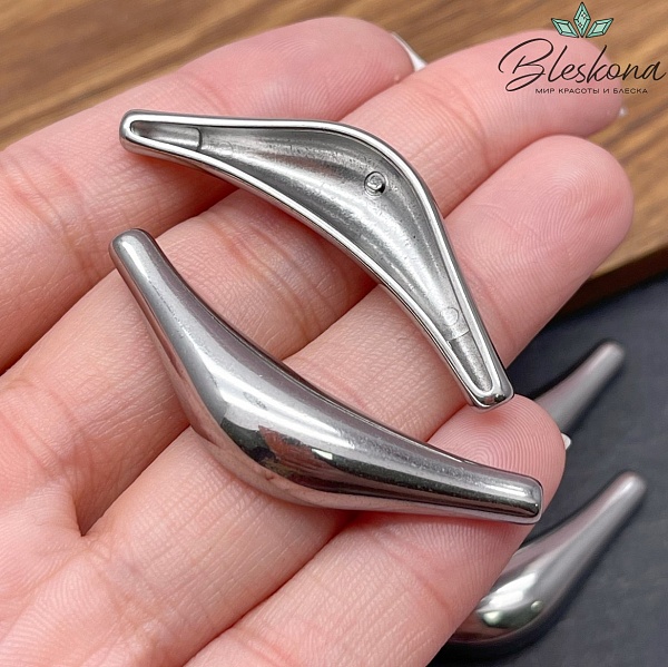 46*10,5 мм Бусина трубочка, Цвет серебро