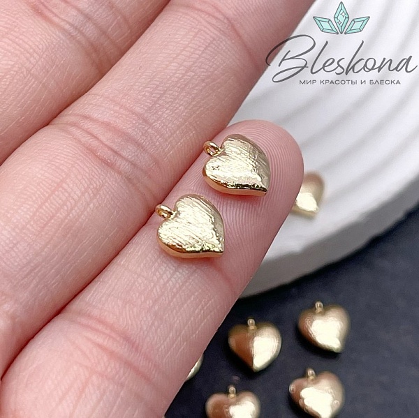 9*7,5 мм Цвет золото, Подвеска сердце фактурное 