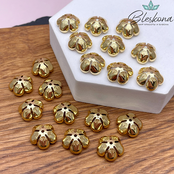 13*6 мм Цвет золото, Шапочка цветок гладкий