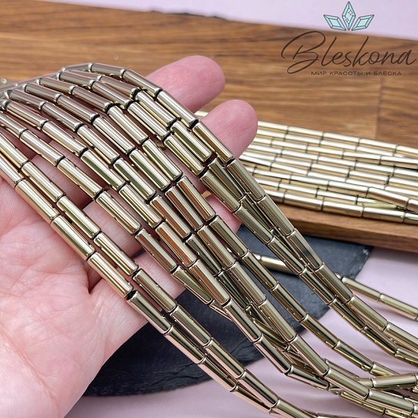 13*4мм Гематин трубочки, цвет темное золото, имитация 