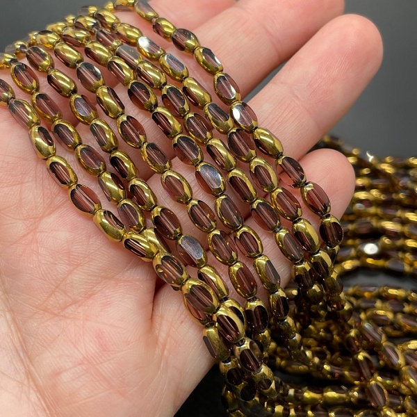 4,3*6,5 мм Стекло Lux, рис огранка, цвет коричневый  в обрамлении