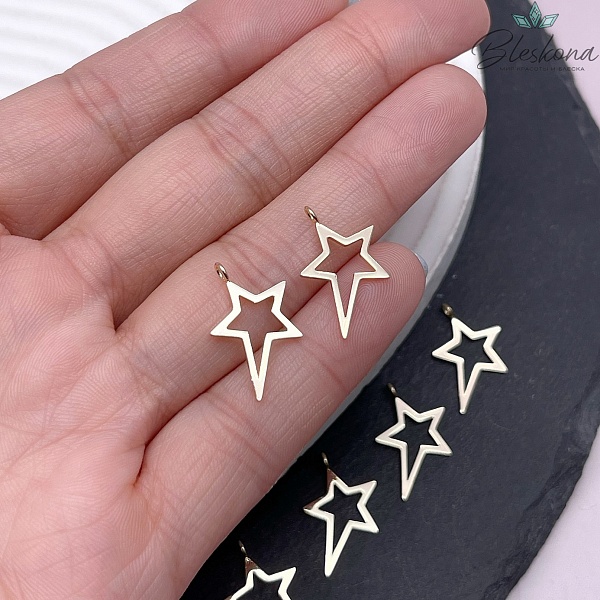 12,5*19мм, цвет золото, Подвеска звезда ассиметрия
