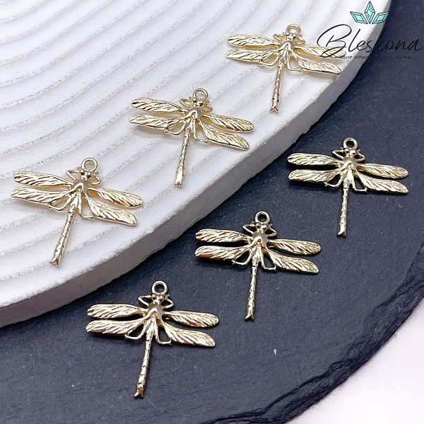 22*25мм, Цвет золото, Подвеска Стрекоза 