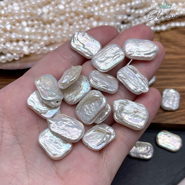 Жемчуг Барокко белый прямоугольник плоский штучно ~ (16-19)*(12-13) мм