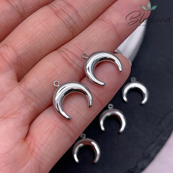 14,8*14 мм Цвет серебро, Подвеска Лунница гладкая