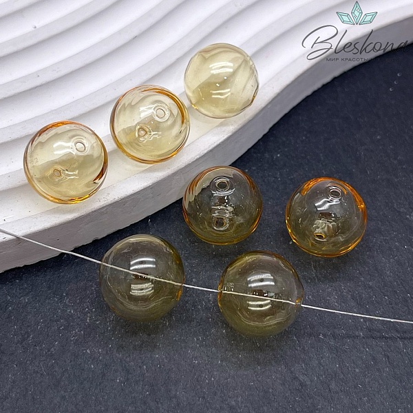 16 мм Бусина шар стекло желтое