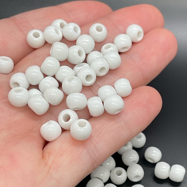 6,5 мм Бусина шар, керамика  цвет белый