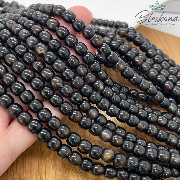 Агат черный бочата 6,5*7 мм