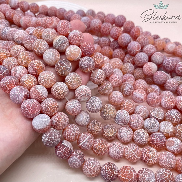 Агат Кракле светло-коричневый матовый 12 мм