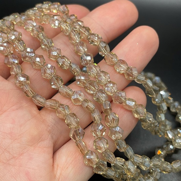 5*6 мм Стекло Lux, шестиугольник, цвет песочный