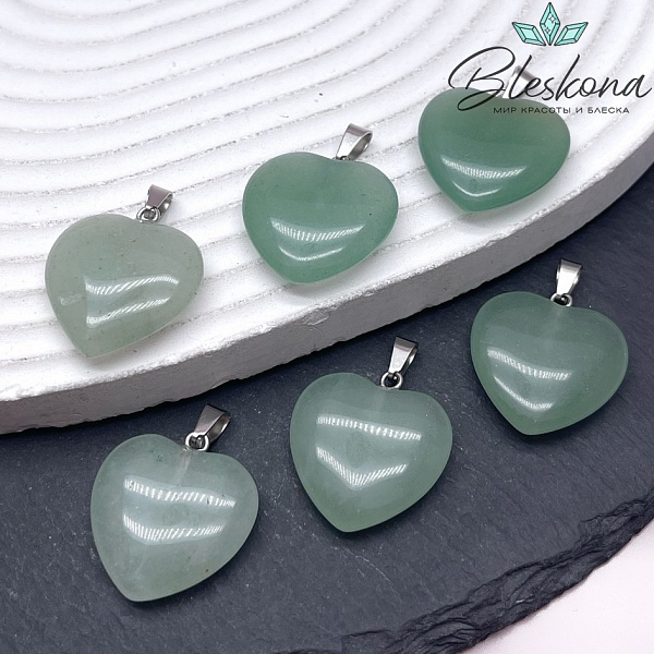 21*20 мм Цвет серебро, Подвеска Сердце Авантюрин