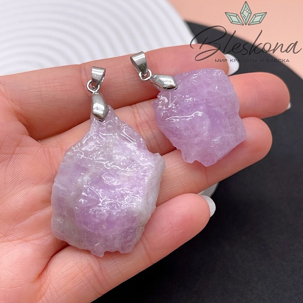 Подвеска Кунцит необработанный фриформ 24-26 мм